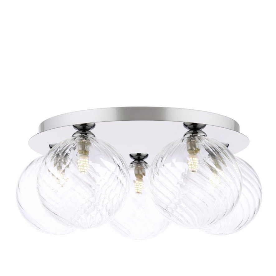 Dar Lighting Dar Foley - 5 Light Ceiling Light (Polished Chrome With Closed Glass)