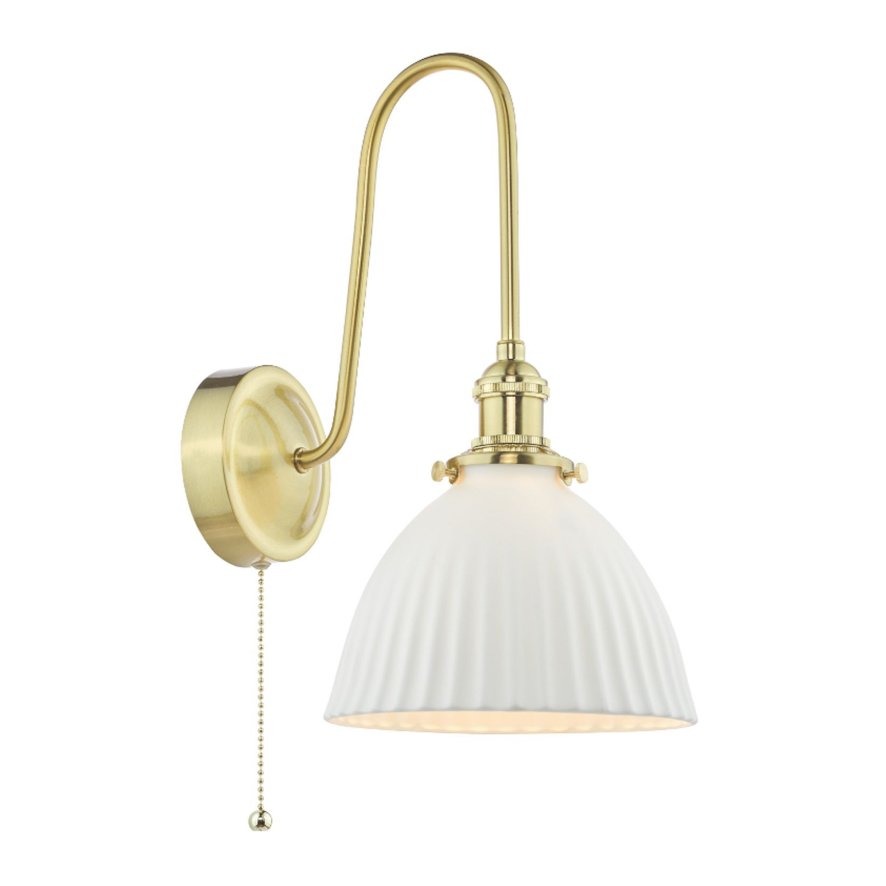 Dar Lighting Dar - Hadano Wall Light (Natural Brass and White)