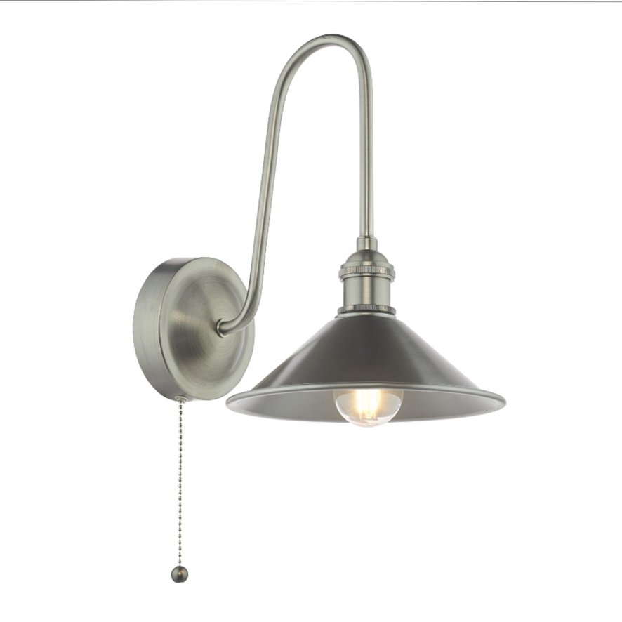 Dar Lighting Dar Hadano - Wall Light (Antique Chrome and Antique Pewter)