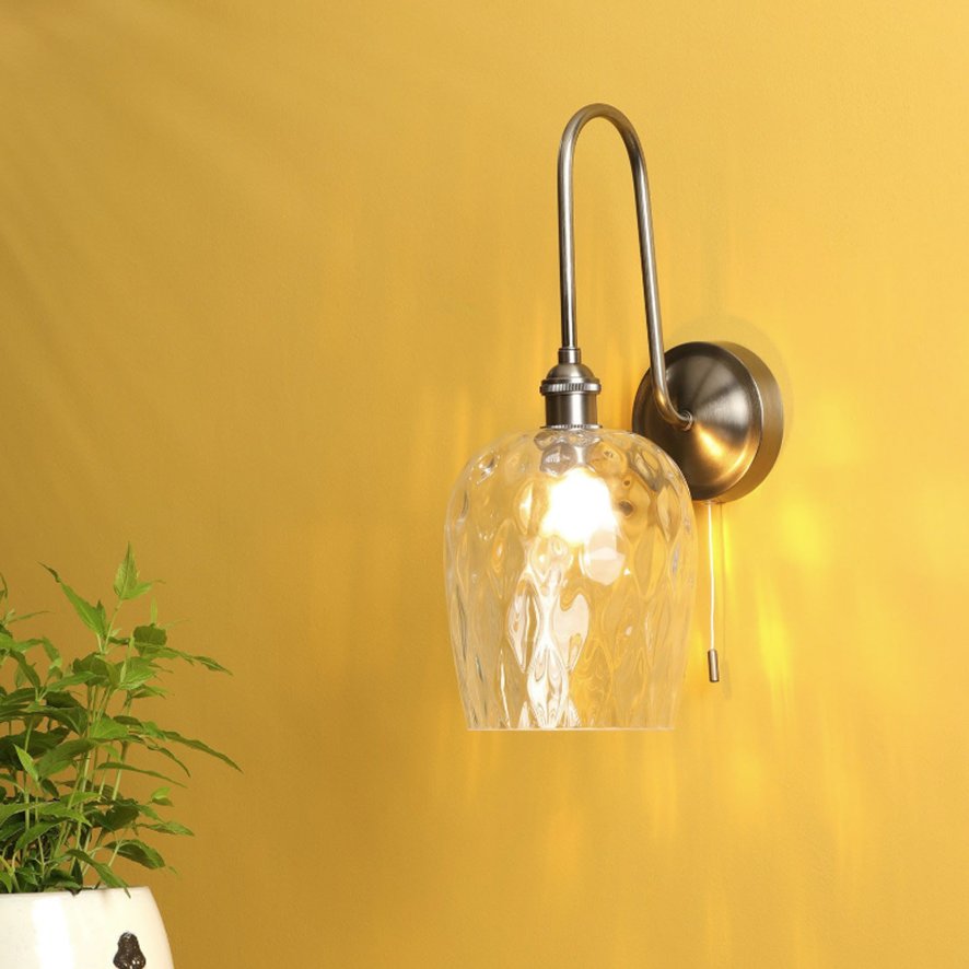 Dar Lighting Dar Hadano - Wall Light (Antique Chrome and Glass)