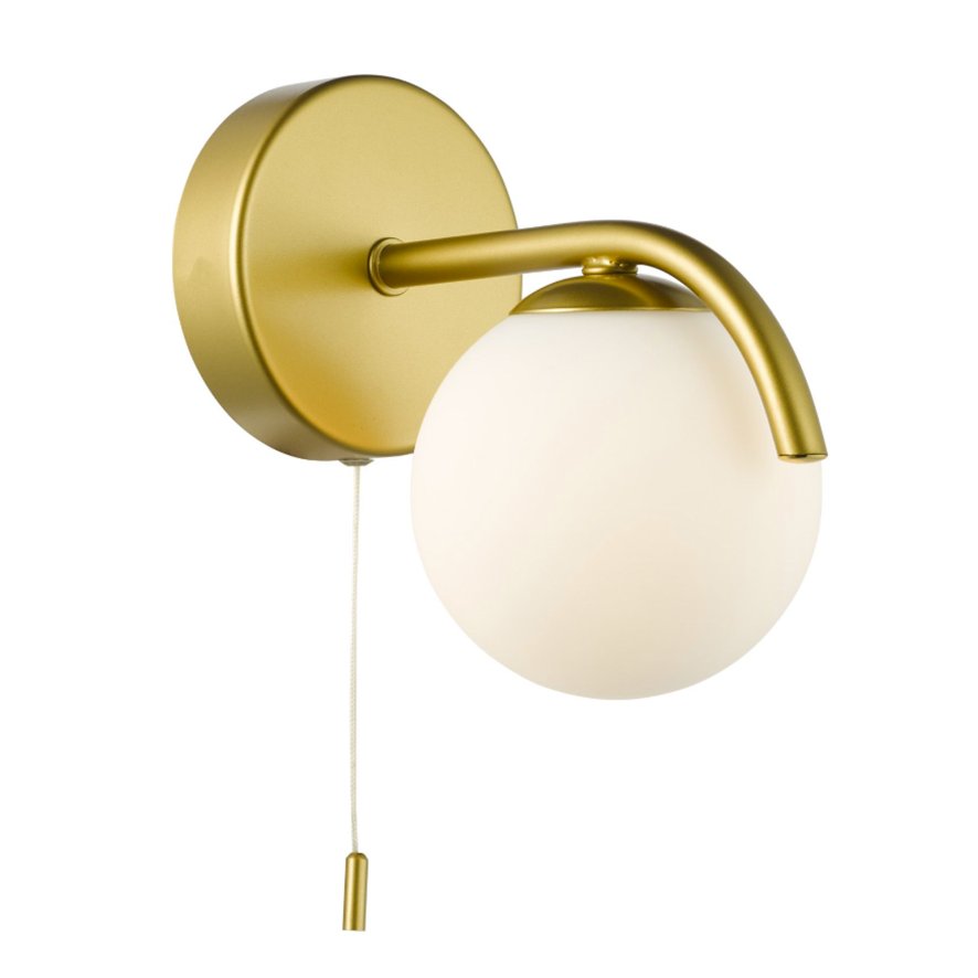 Dar Lighting Dar - Orlena Wall Light Satin Gold and Opal Glass