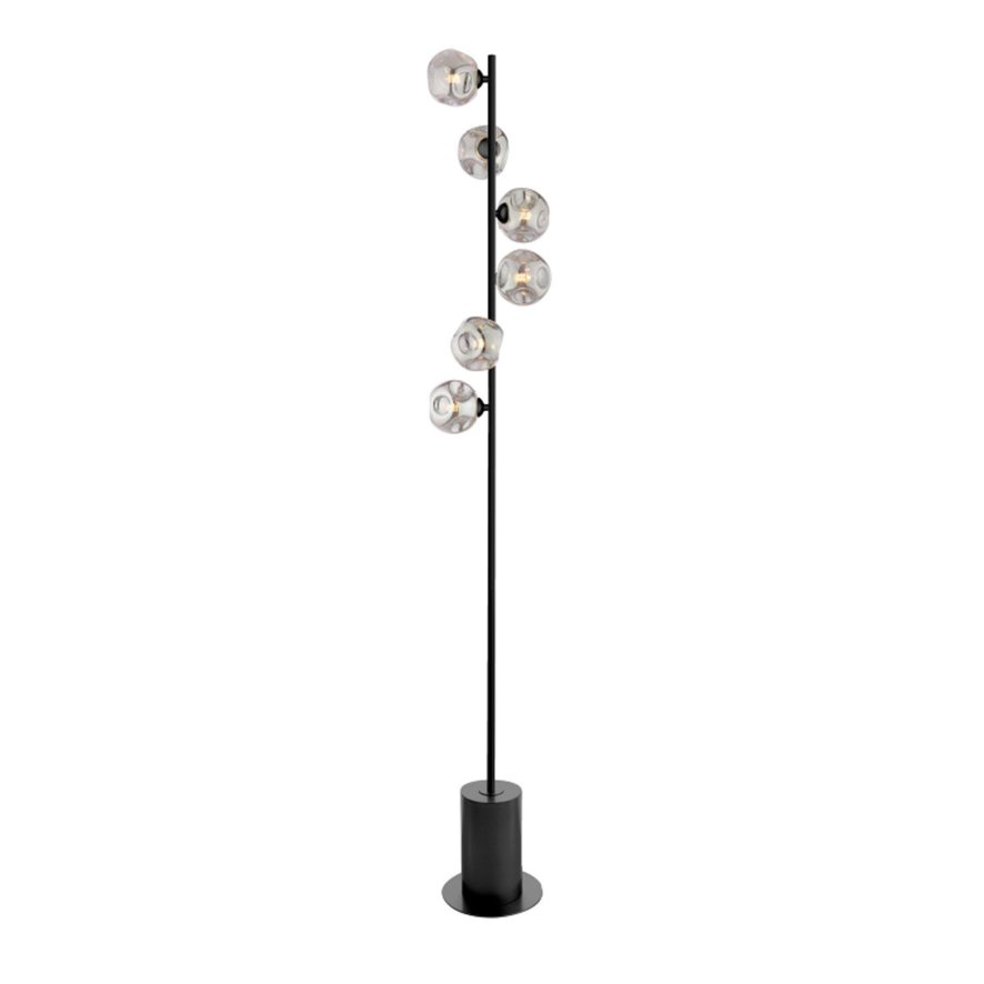 Dar Lighting Dar - Spiral 6 Light Floor Lamp Matt Black With Smoked Glass