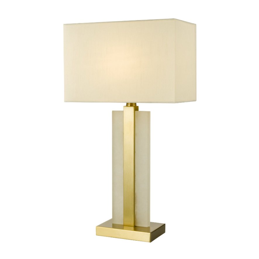 Dar Lighting Dar - Tokori Table Lamp Alabaster and Brushed Gold With Shade