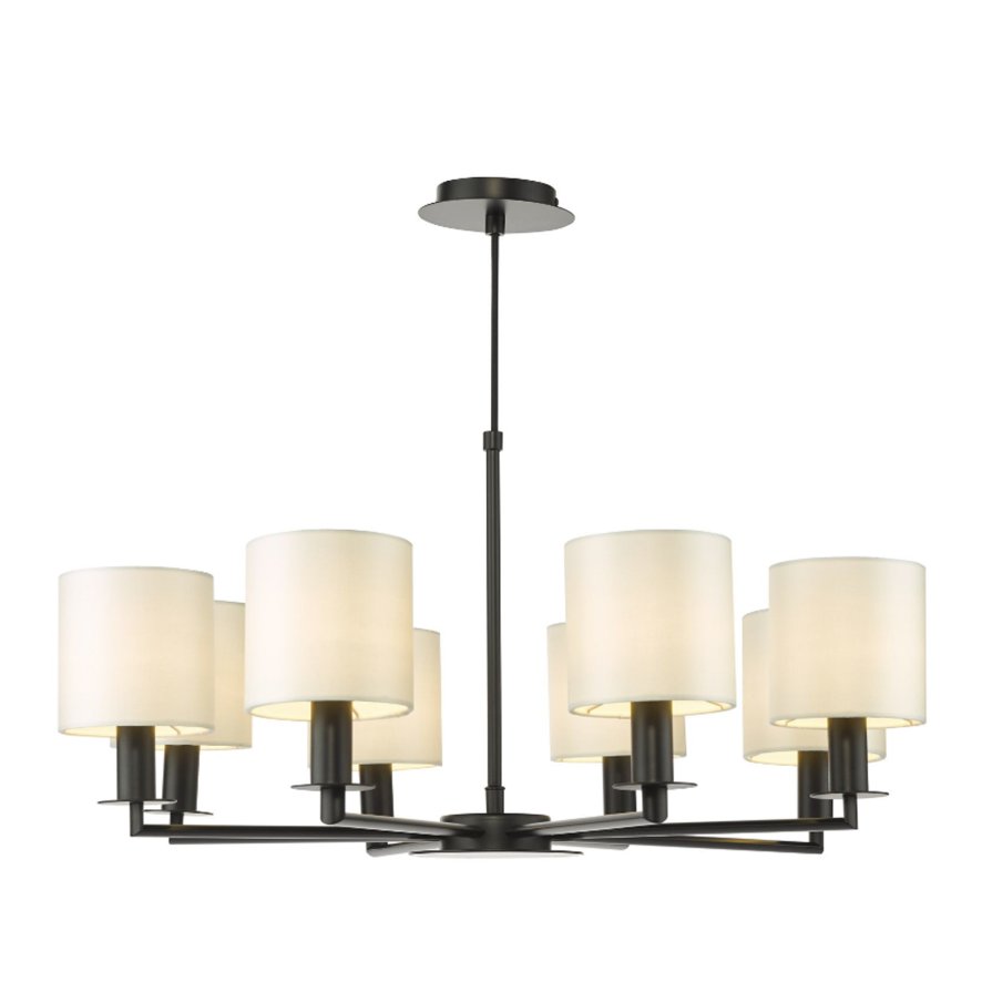 Dar Lighting Dar - Tyler 8 Light Armed Pendant Matt Black With Shade