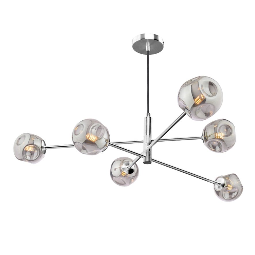 Dar Lighting Dar - Vignette 6 Light Pendant Polished Chrome With Smoked Glass