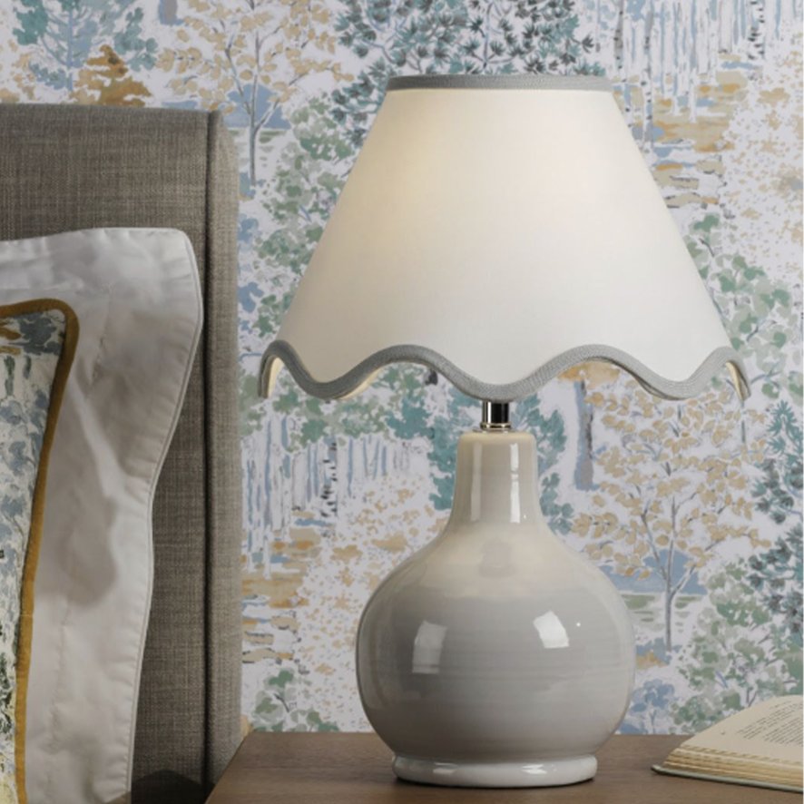 Dar Lighting Laura Ashley - Bramhope Table Lamp (Grey Ceramic with Shade)