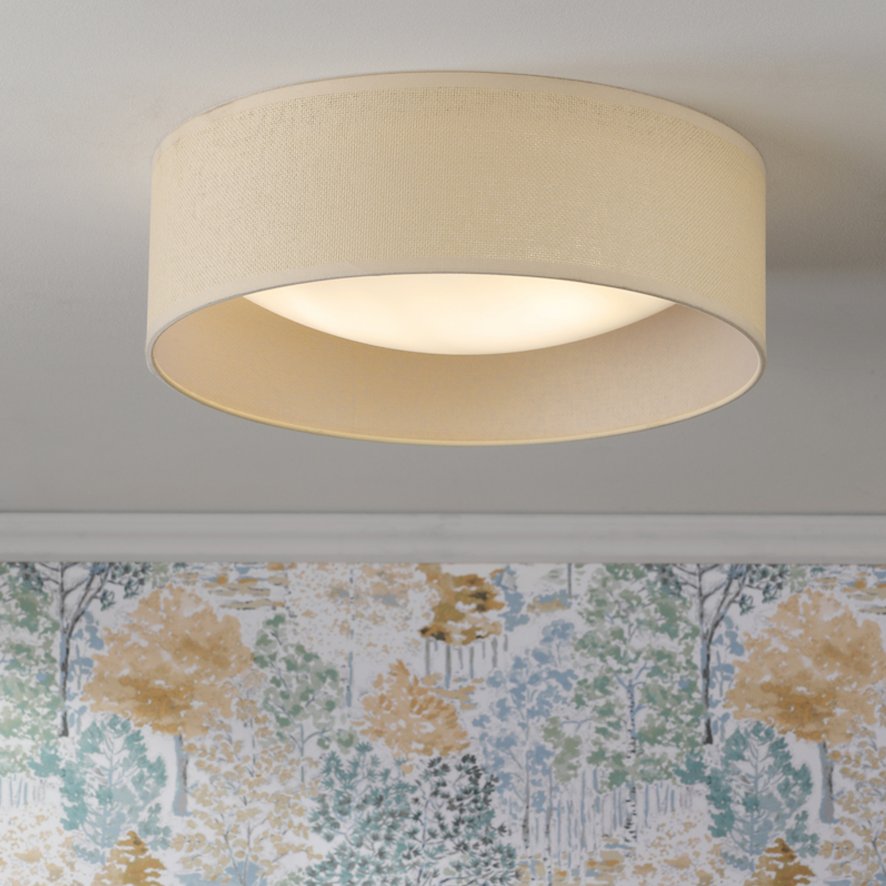 Dar Lighting Laura Ashley - Buckenham 2 Light Flush Rattan Shade with Diffuser