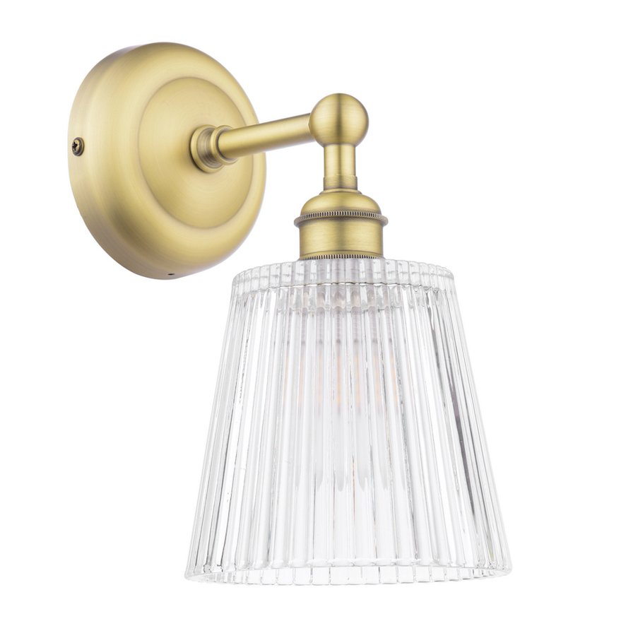Dar Lighting Laura Ashley - Callaghan Wall Light (Matt Antique Brass and Ribbed Glass)