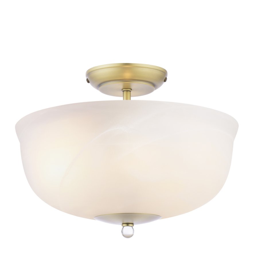 Dar Lighting Laura Ashley - Cossington Ceiling Light (Matt Antique Brass and White Marble Effect Glass)