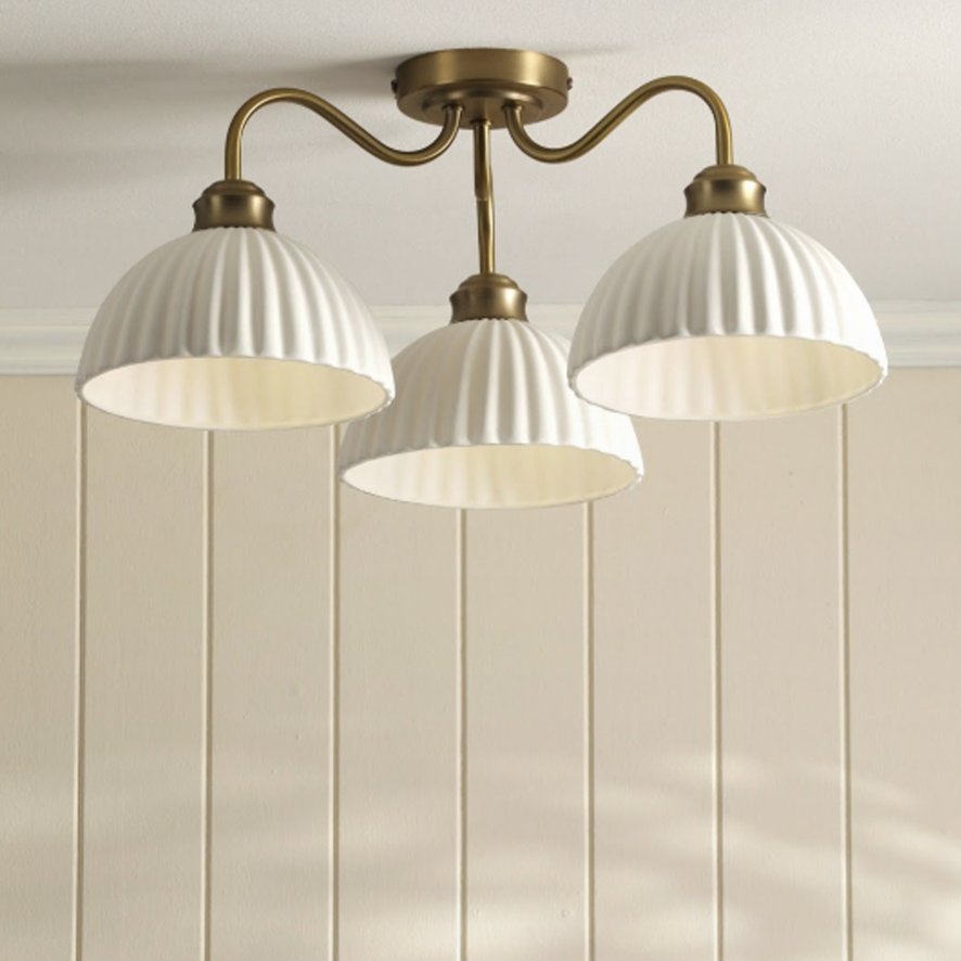 Dar Lighting Laura Ashley - Durford Semi-Flush Ceiling Light (Matt Antique Brass)