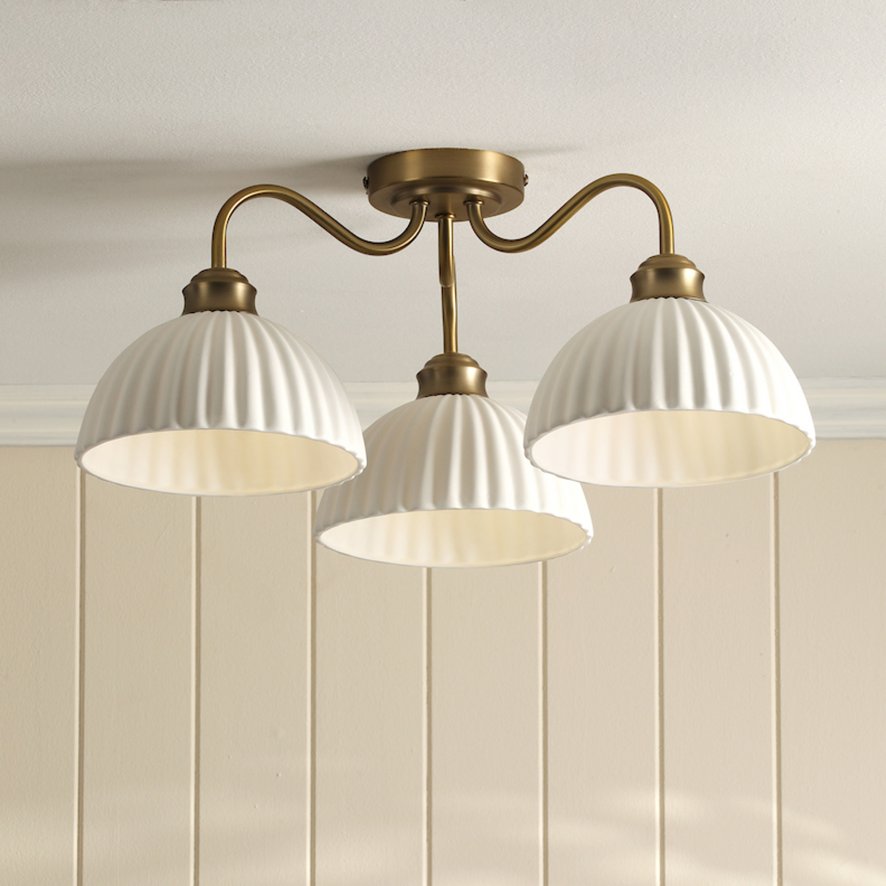 Laura Ashley - Durford Semi-Flush Ceiling Light (Matt Antique Brass)