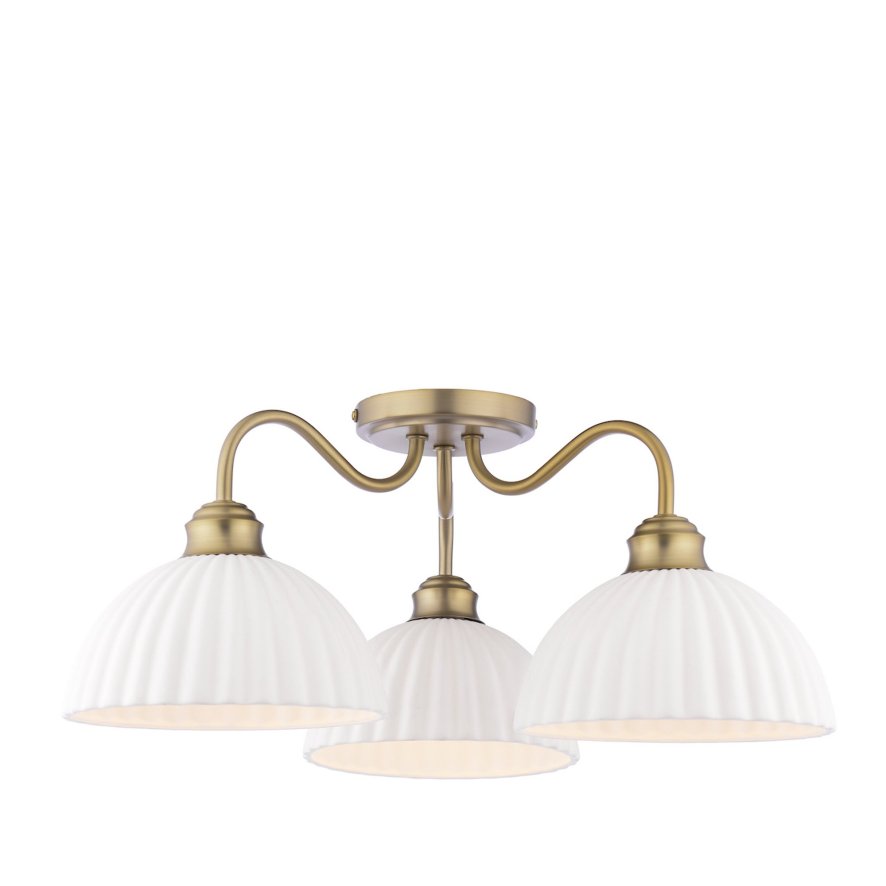 Laura Ashley - Durford Semi-Flush Ceiling Light (Matt Antique Brass)