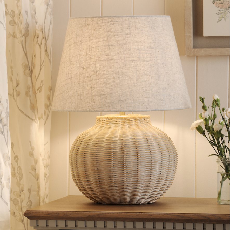Dar Lighting Laura Ashley - Fernhill Large Rattan Table Lamp with Shade