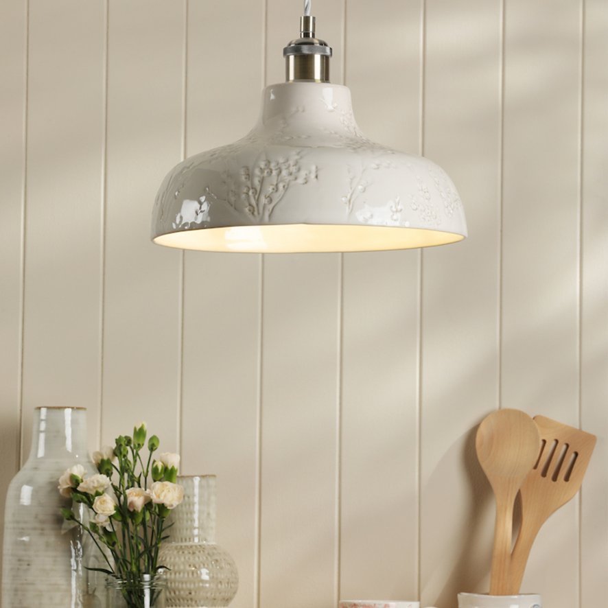 Dar Lighting Laura Ashley - Pussywillow Cream Pendant Light