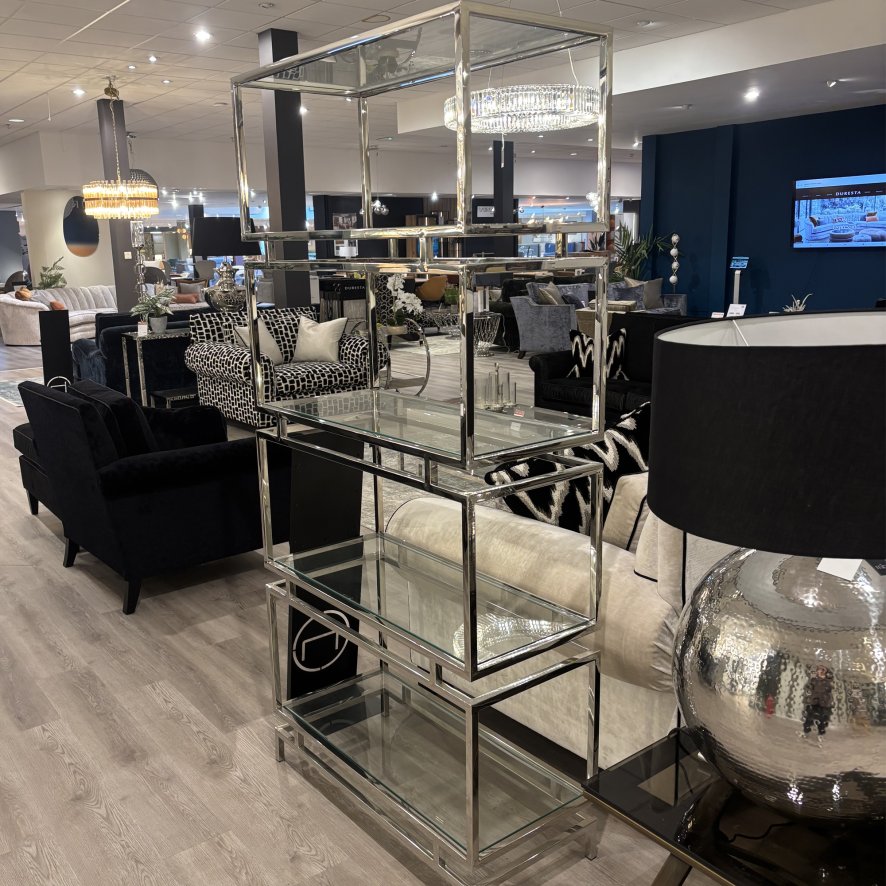 Libra - Abington Stainless Steel Frame and Clear Glass Large Display Unit