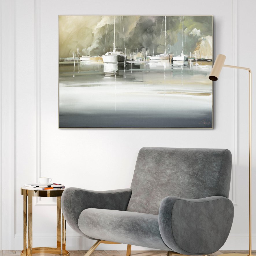 Gallery Direct Marina Morning - Framed Canvas