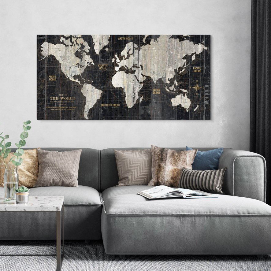 Gallery Direct World Traveller Map - Framed Canvas