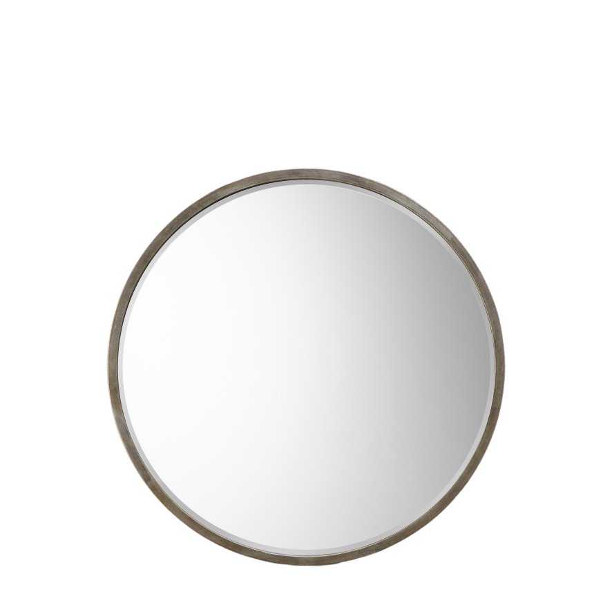 Gallery Direct Higgins - Round Antique Silver Mirror Large