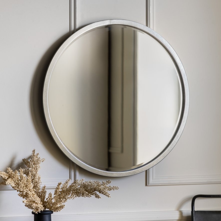 Gallery Direct Higgins - Round Mirror Antique Silver Small