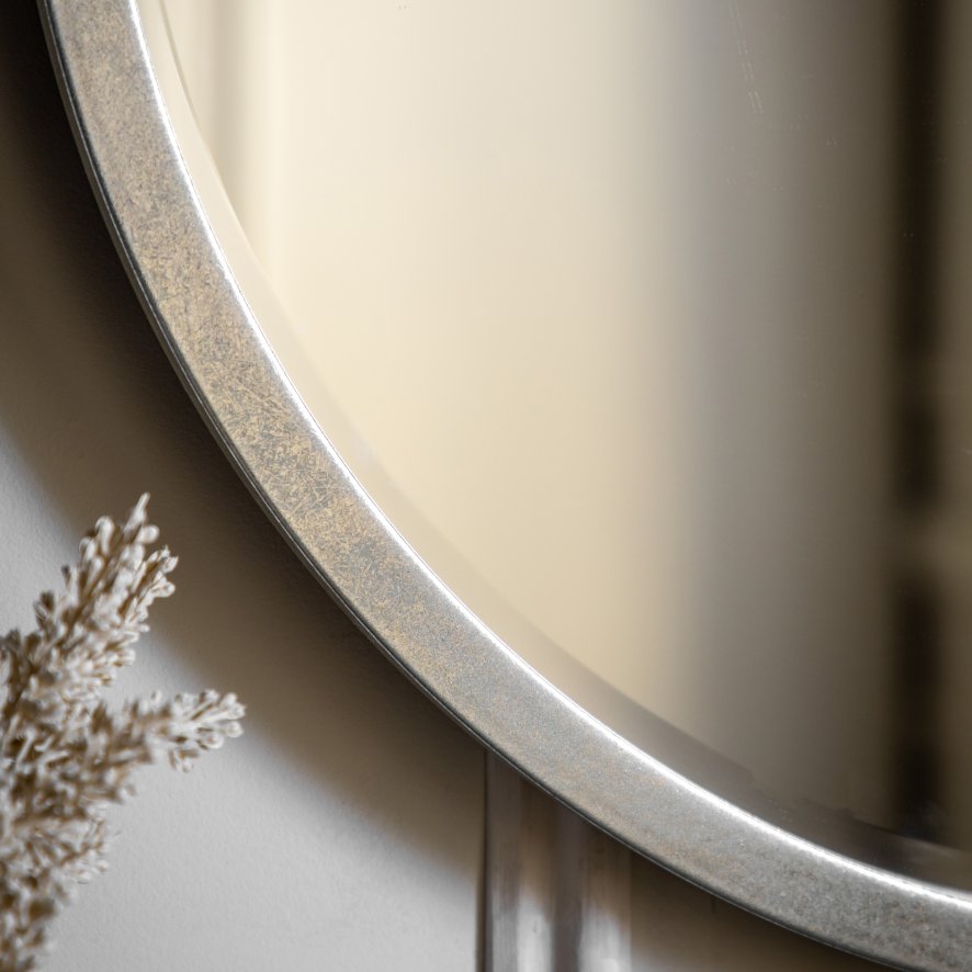 Gallery Direct Higgins - Round Mirror Antique Silver Small