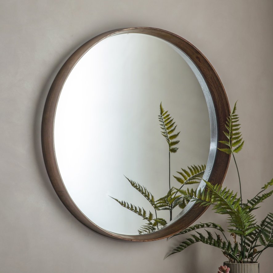 Gallery Direct Keaton - Round Mirror Walnut Large