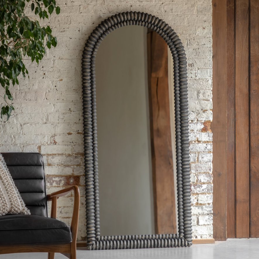 Gallery Direct Pimlico - Arch Leaner Black Wash Mirror