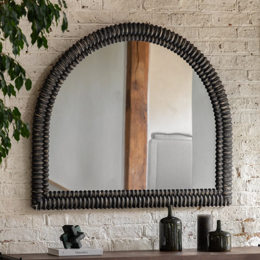 Gallery Direct Pimlico - Arch Overmantle Black Wash Mirror