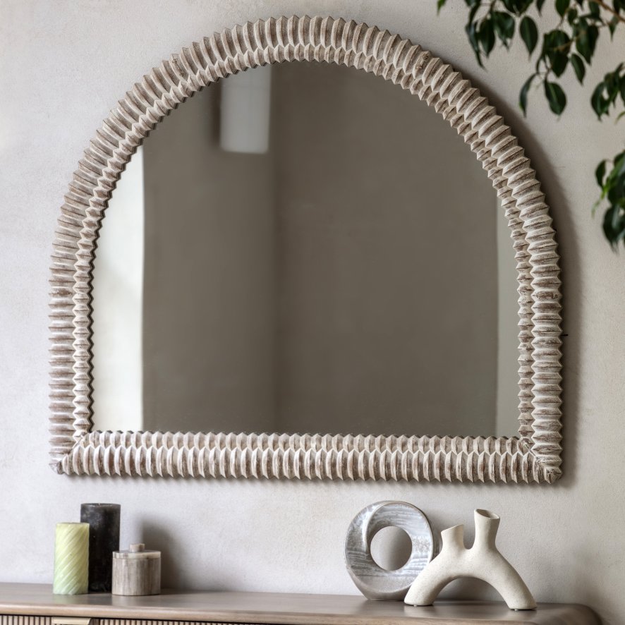 Gallery Direct Pimlico - Arch Overmantle White Wash Mirror