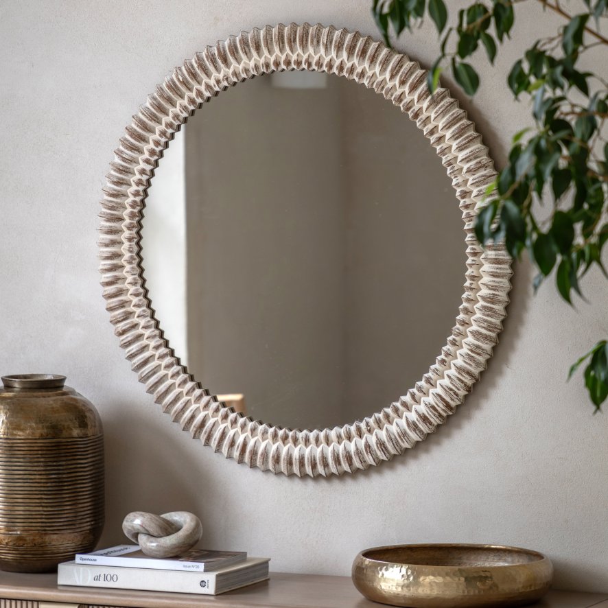 Gallery Direct Pimlico - Round Mirror White Wash