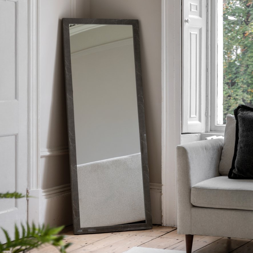 Gallery Direct Romano - Leaner Mirror Marbled Grey