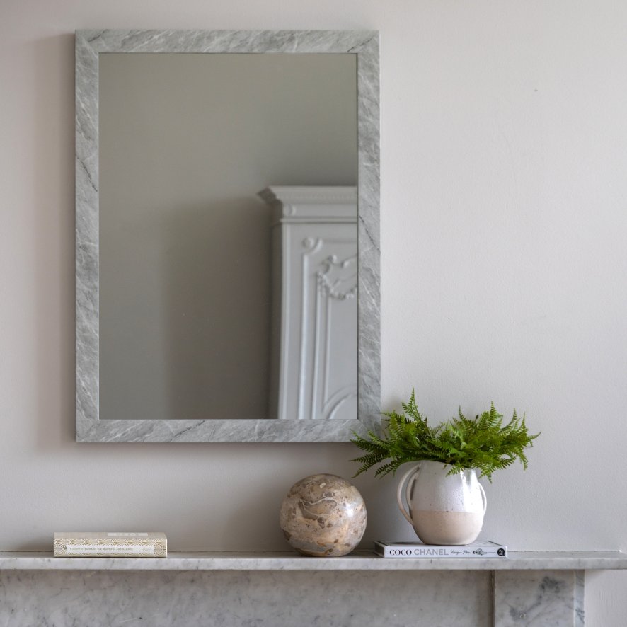 Gallery Direct Romano - Rectangle Mirror Marbled White