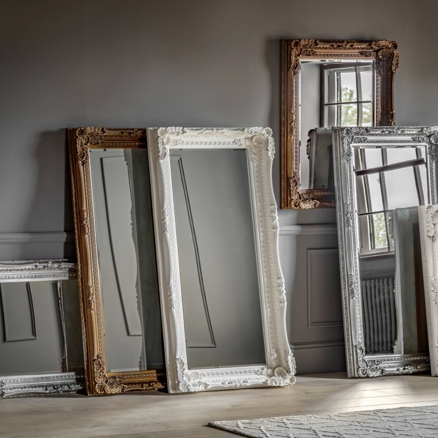 Gallery Direct Carved - Louis Leaner Mirror Cream