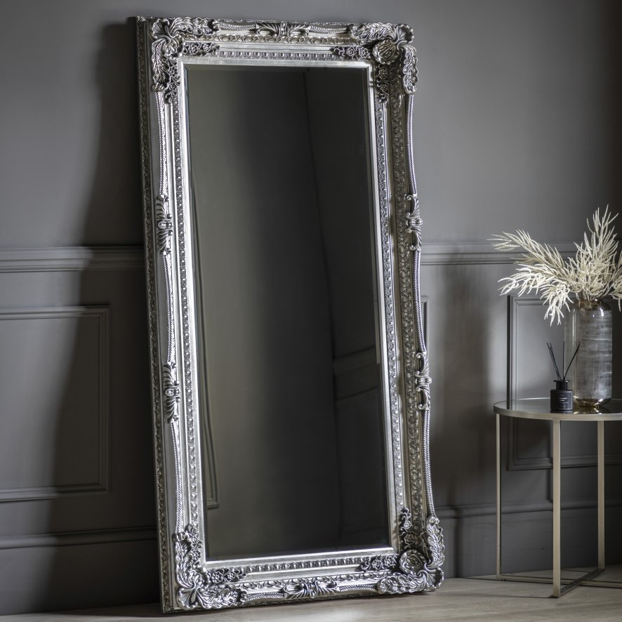 Gallery Direct Carved - Louis Leaner Mirror Silver