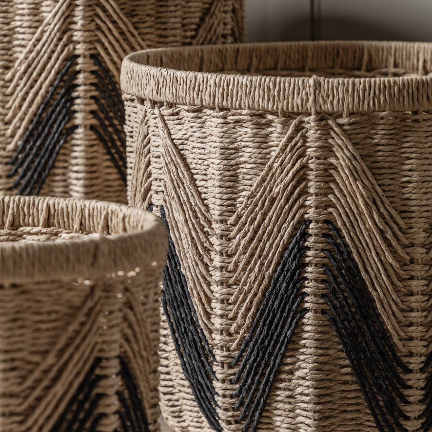 Gallery Direct Accessories - Cameroon Baskets Natural & Black (Set of 3)