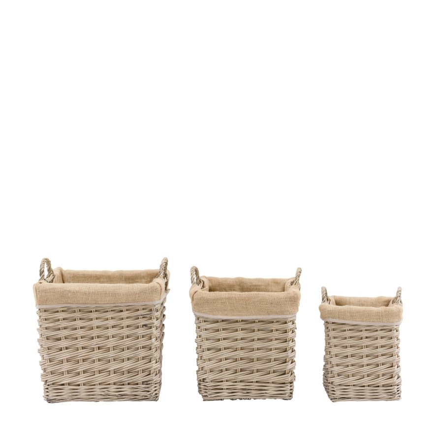 Accessories - Faden Square Lined Basket Natural (Set of 3)