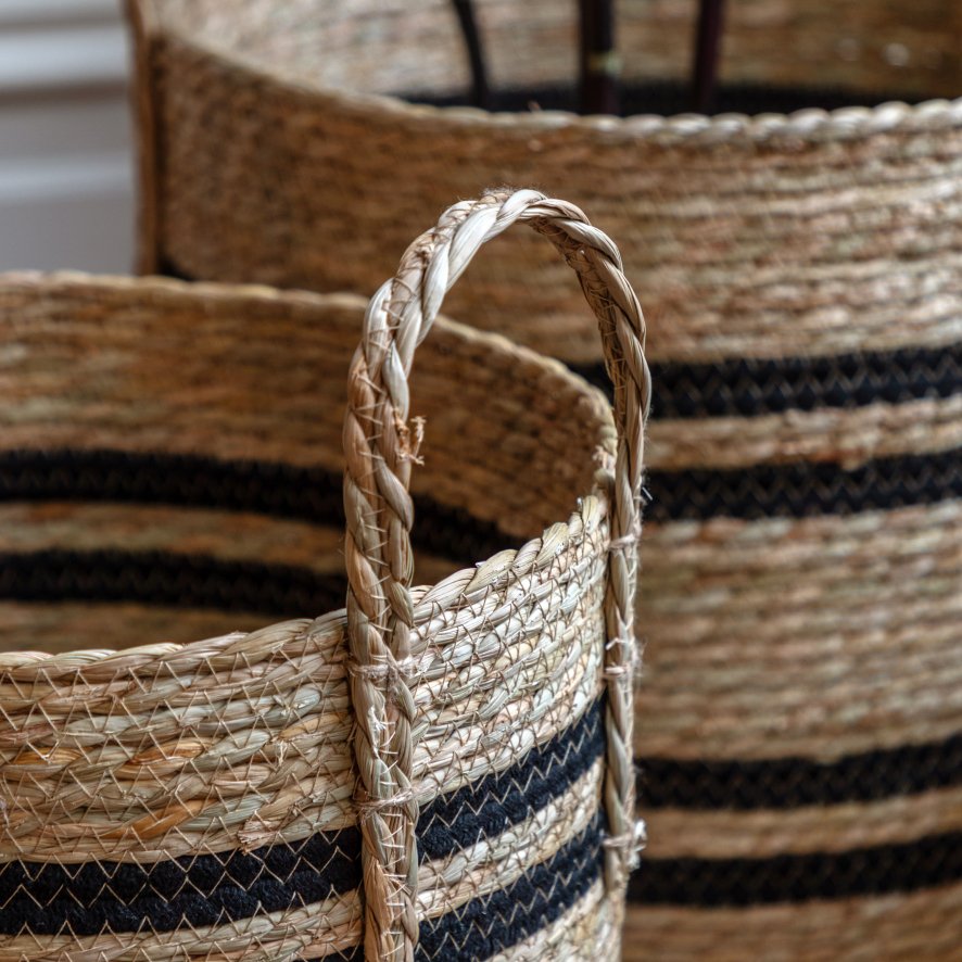 Gallery Direct Accessories - Storage Basket Black Stripe Nest s/4