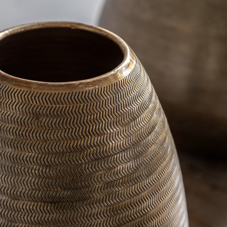 Gallery Direct Bowls & Vases - Artistic Aluminium Tall Vase Arrow Antique Brass