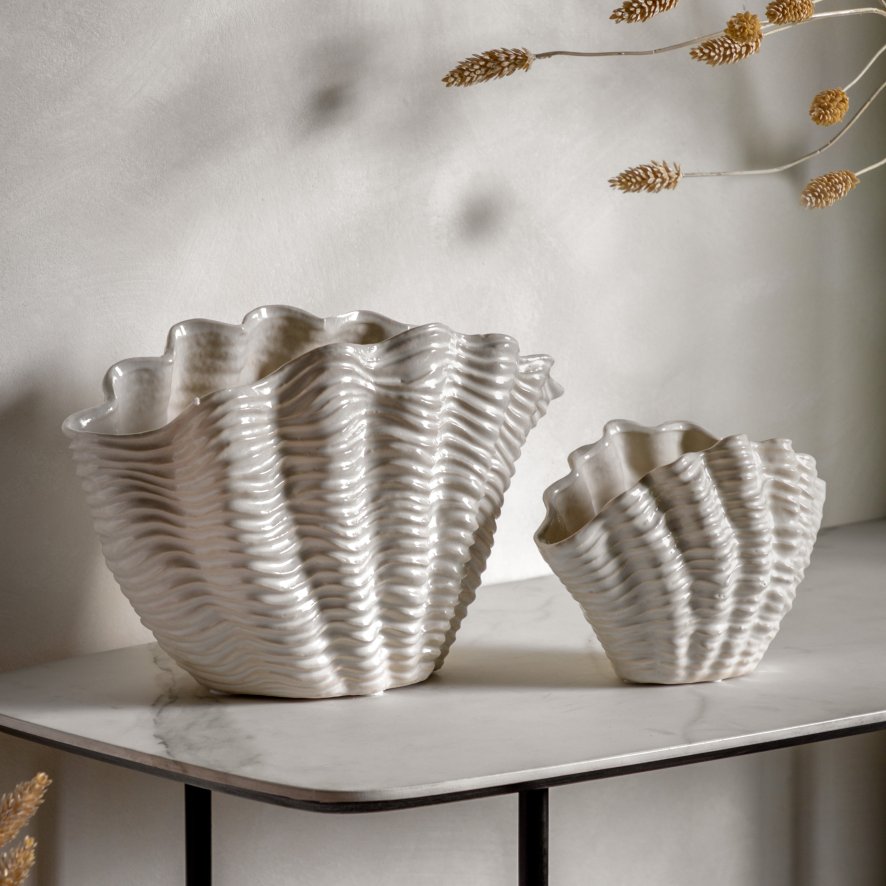 Gallery Direct Accessories - White Clam Reactive Vase
