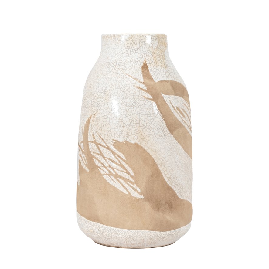 Gallery Direct Accessories - Goya Large Reactive Vase (White&Brown)