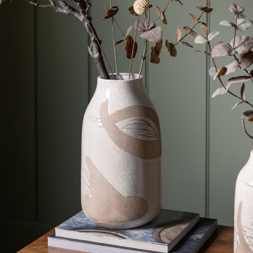 Gallery Direct Accessories - Goya Large Reactive Vase (White&Brown)