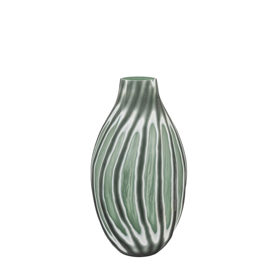 Gallery Direct Accessories - Morella Swirl Hand Carved Sage Glass Vase (Medium)