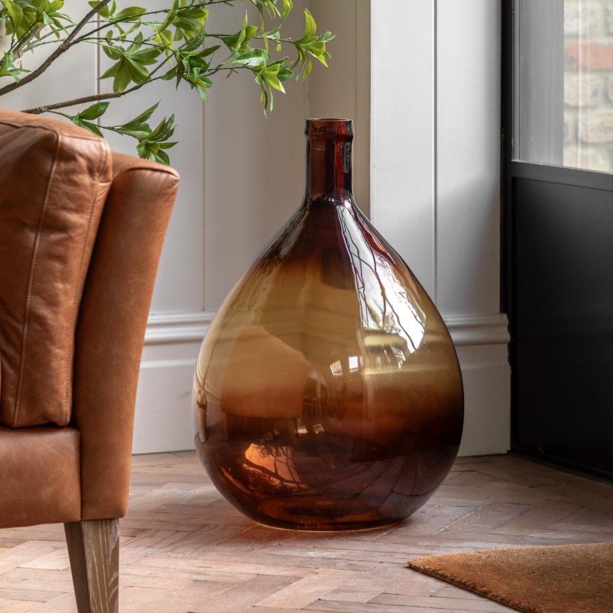 Gallery Direct Accessories - Rueda Giant Glass Bottle Vase Amber