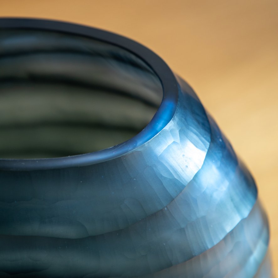 Gallery Direct Accessories - Sintra Handblown Carved Glass Vase Ink (Small)