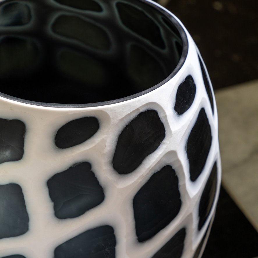 Gallery Direct Accessories - Valencia Handblown Carved Mono Glass Vase (Medium)