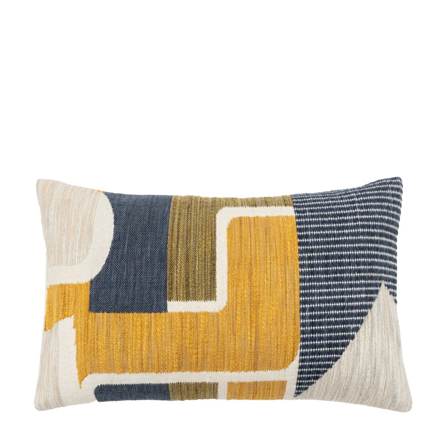 Gallery Direct Cushions - Quinn Jacquard (Ochre & Navy)