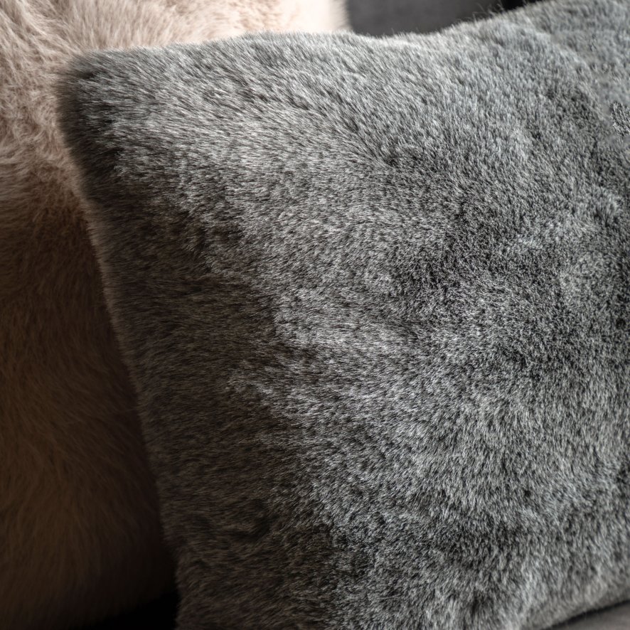 Gallery Direct Cushions - Rectangular Roscose Faux Fur (Smoke Grey)