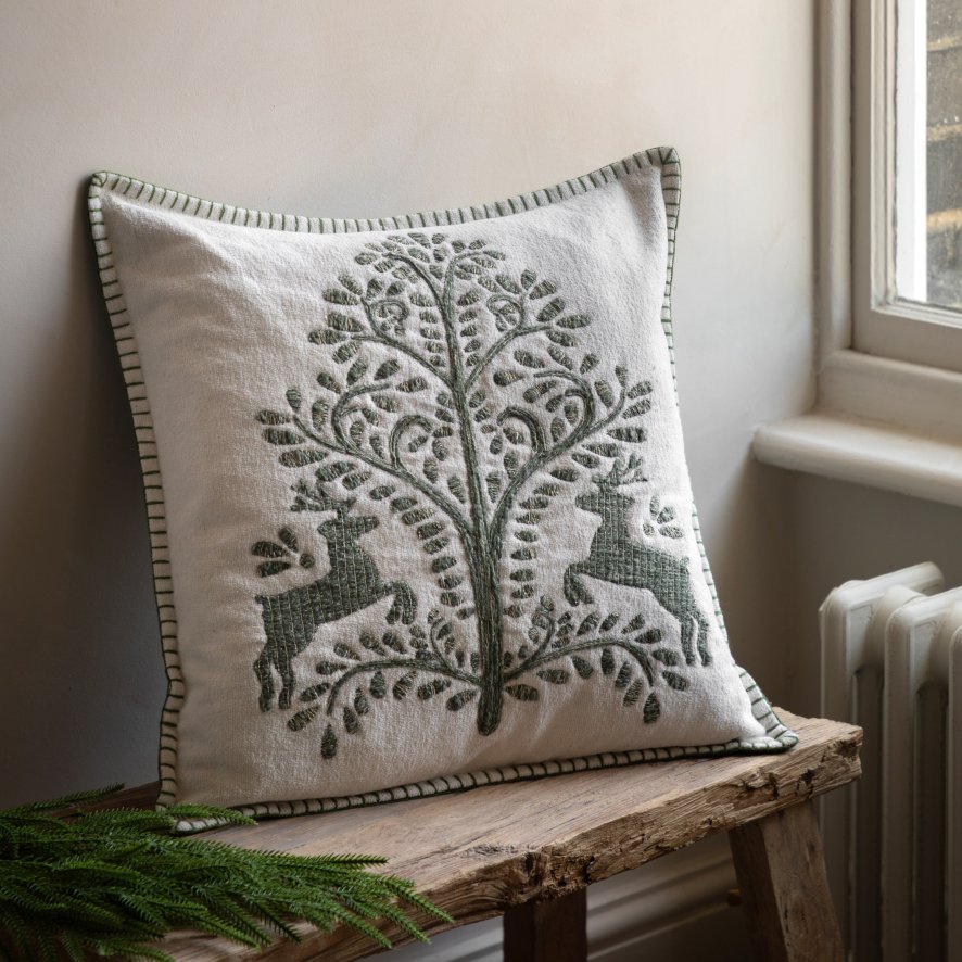 Gallery Direct Cushions - Woodland Tree Scene Embroidered