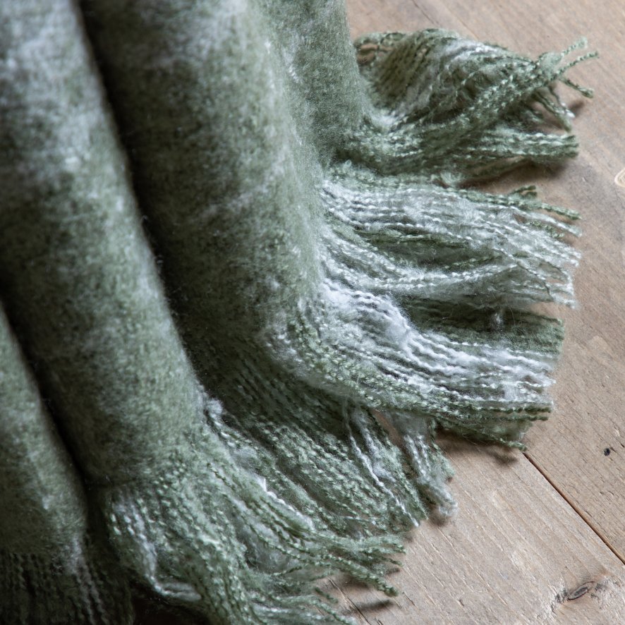 Gallery Direct Throws - Check Faux Mohair Olive