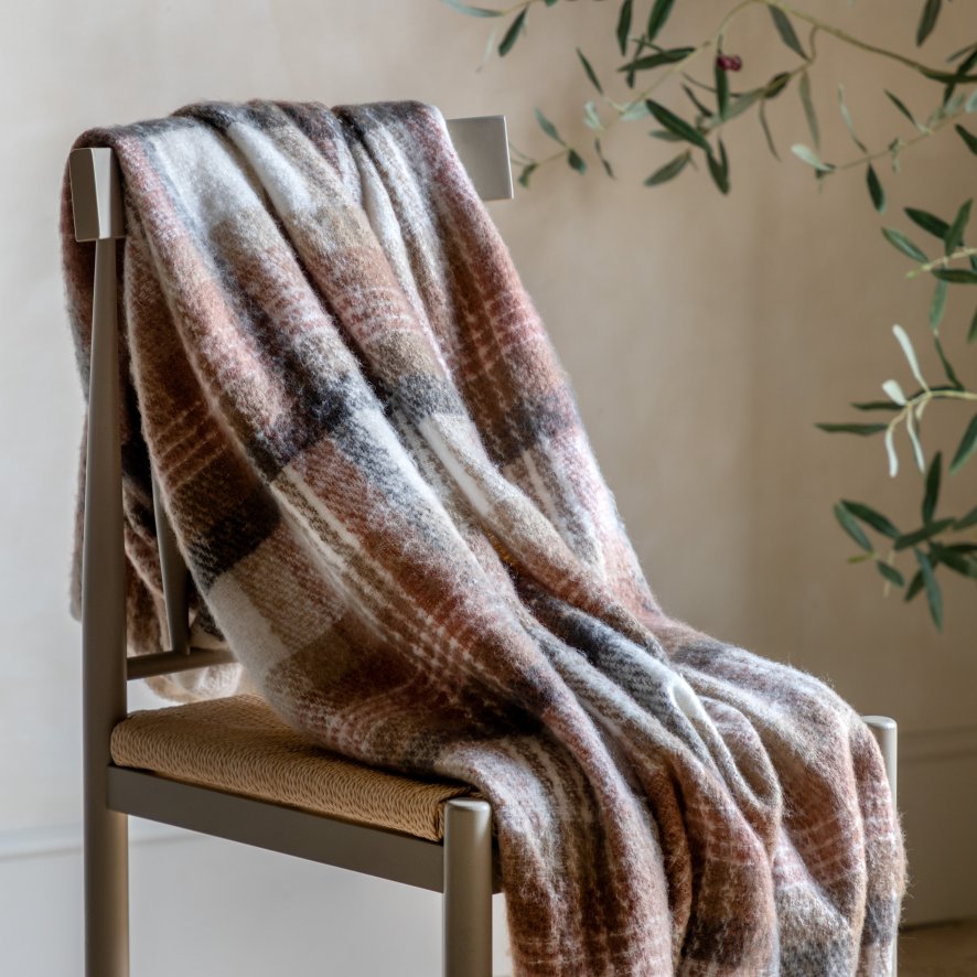 Gallery Direct Throws - Check Faux Mohair Sherpa Throw (Natural)