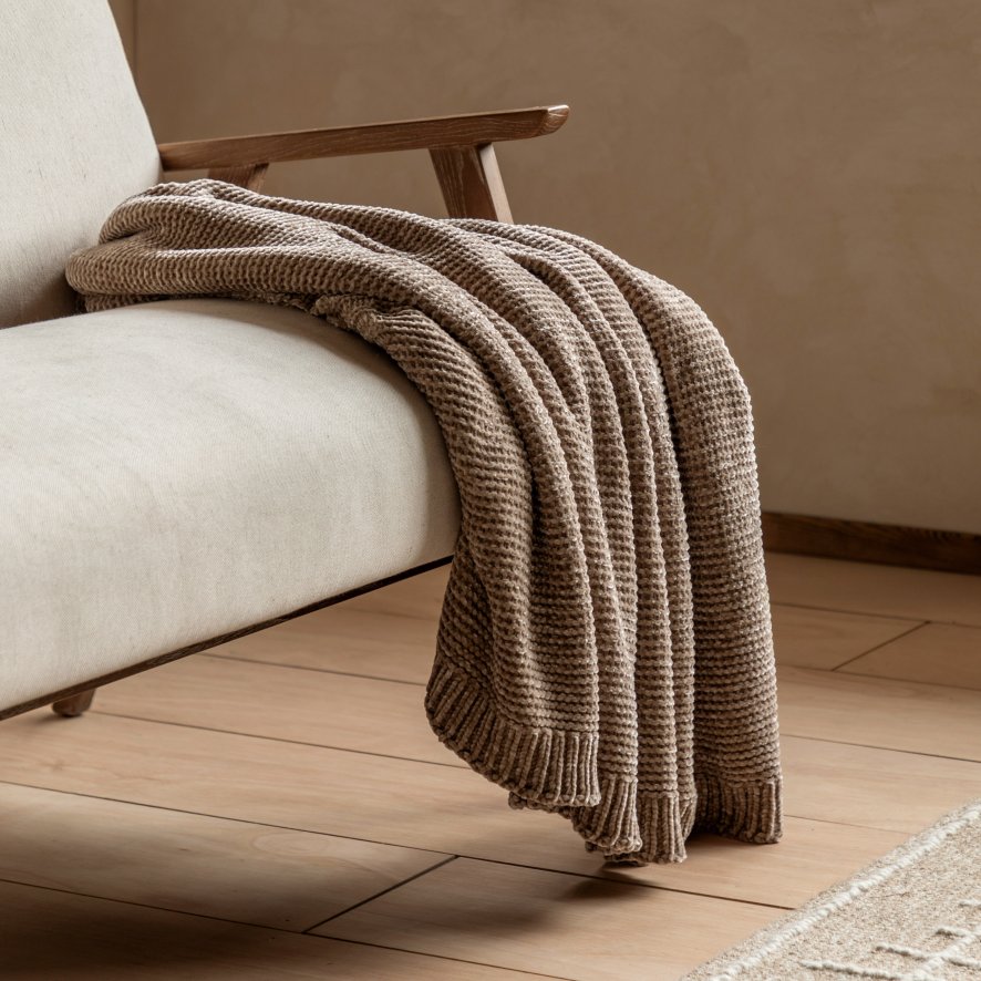 Gallery Direct Throws - Deco Luxe Chunky Chenille (Taupe)